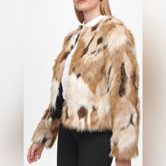 Karl Lagerfeld Paris Faux Fur Shag Jacket - Picture 3 of 6